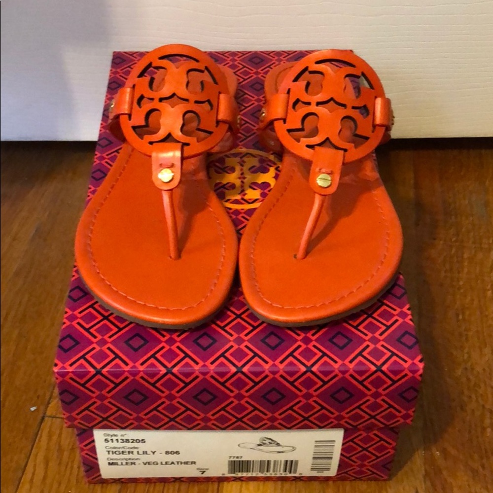 Tory Burch Miller Sandal Orange Size 7